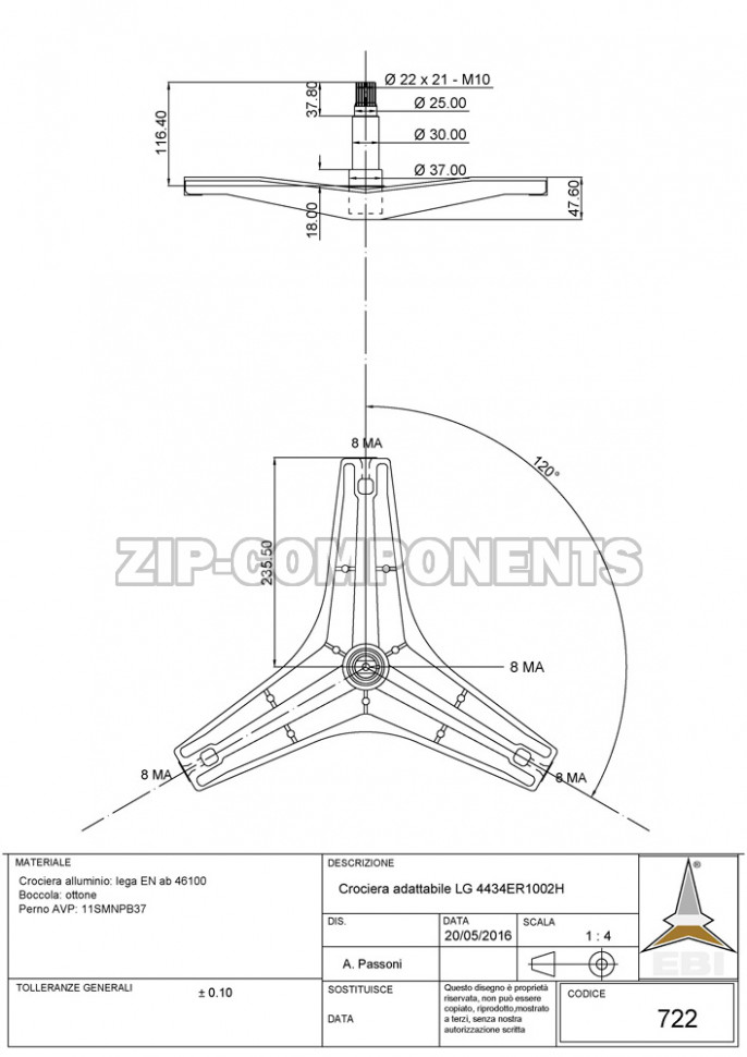 Крестовина барабана для стиральной машины LG 4434ER1002H